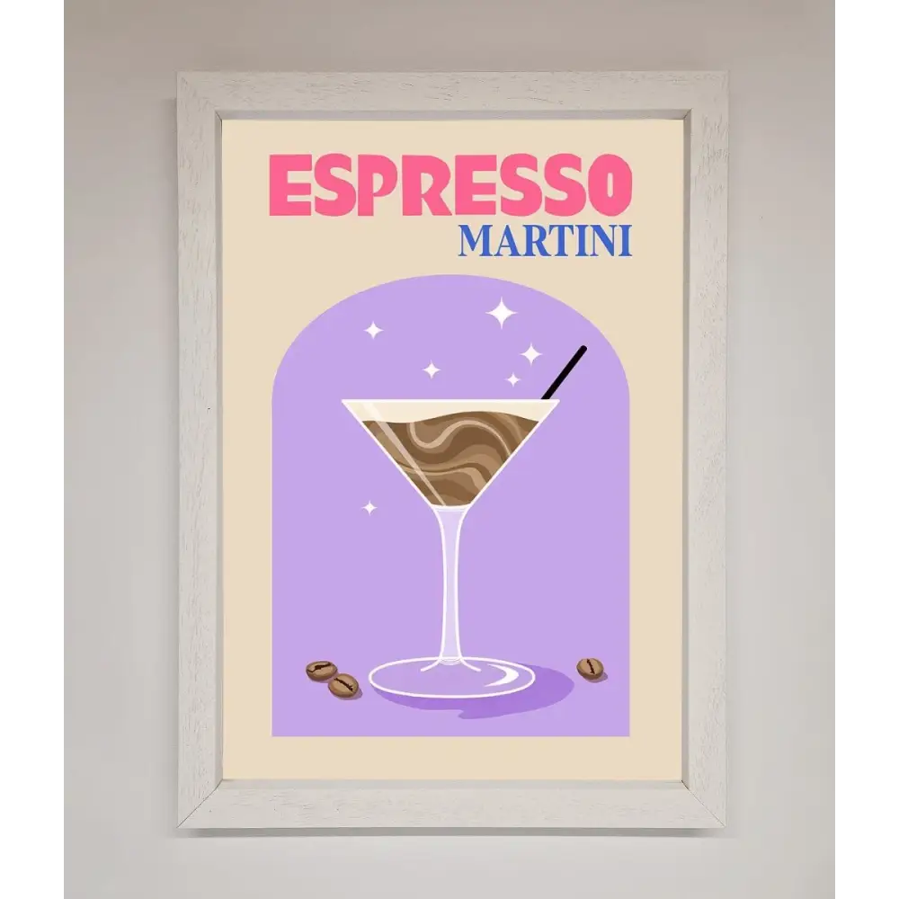 Espresso Martini Lilac Framed Print - A3 (29.7 x 42 cm) / White - Framed Print