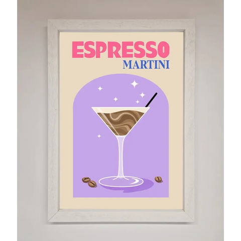 Espresso Martini Lilac Framed Print - A3 (29.7 x 42 cm) / White - Framed Print