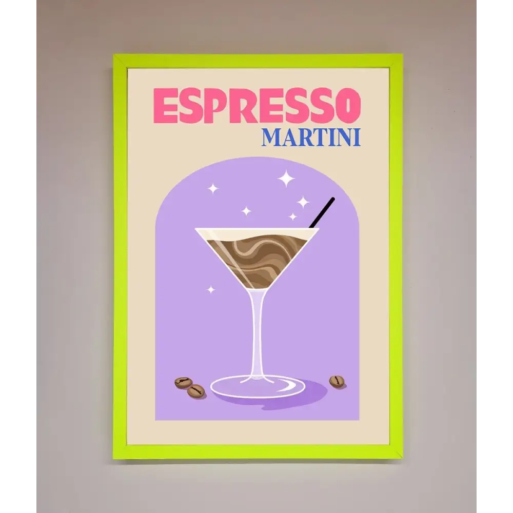 Espresso Martini Lilac Framed Print - B0 (100 x 141 cm) / Neon Green - Framed Print