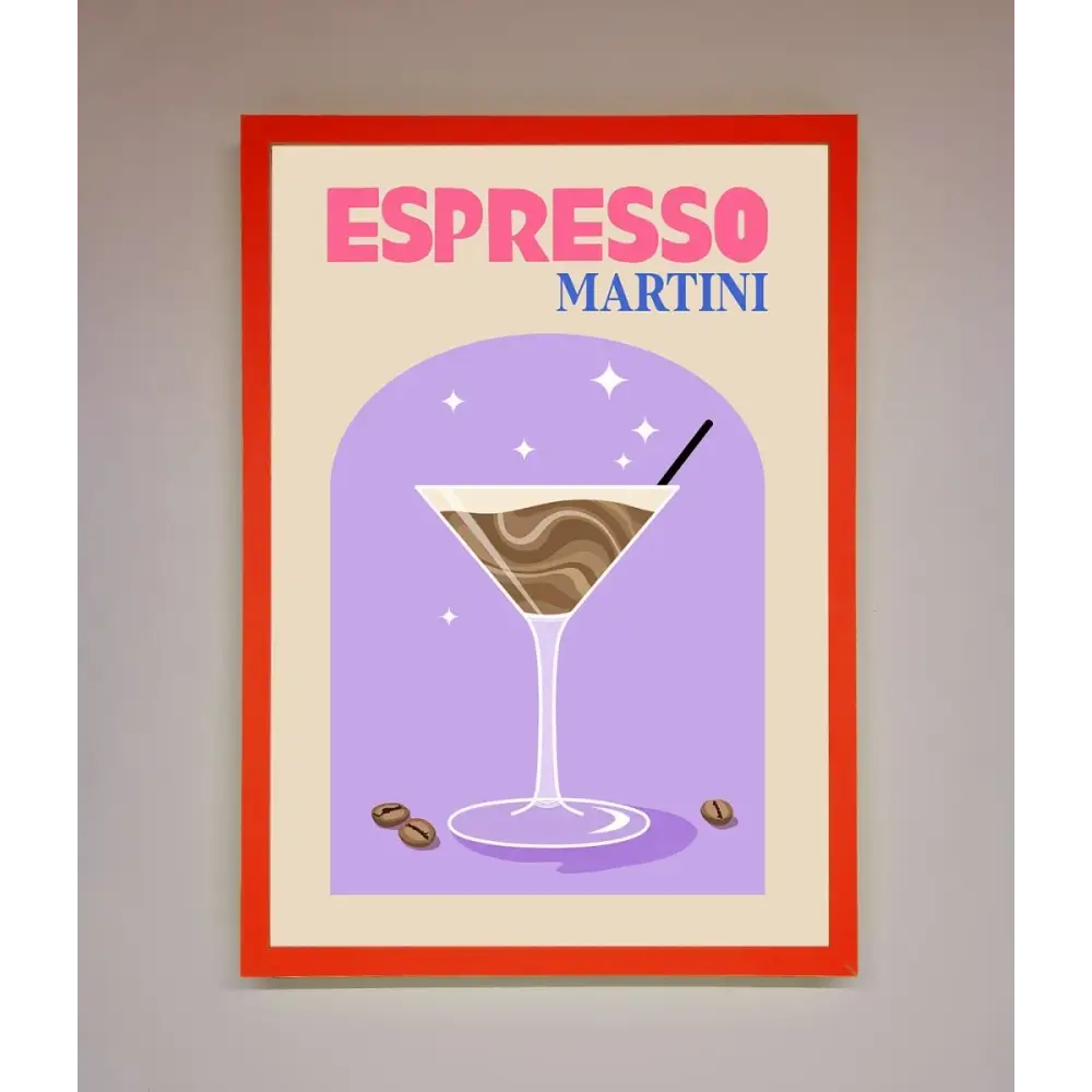 Espresso Martini Lilac Framed Print - B0 (100 x 141 cm) / Neon Red - Framed Print
