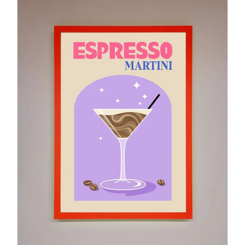 Espresso Martini Lilac Framed Print - B0 (100 x 141 cm) / Neon Red - Framed Print