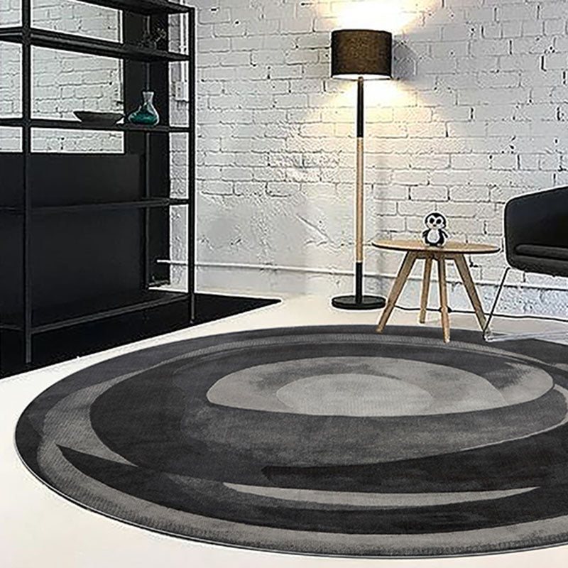 Etaoline round living room rug with concentric gray rings and soft plush texture perfect for living room rug use
