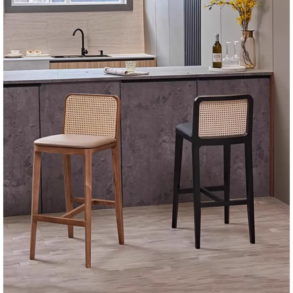 Ethan Rattan Barstool Wood