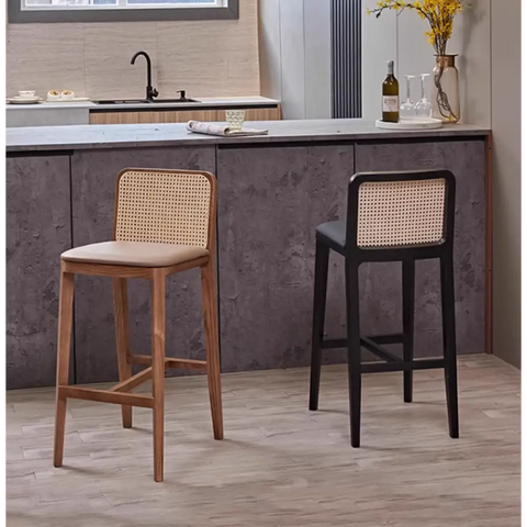 Ethan Rattan Barstool Wood