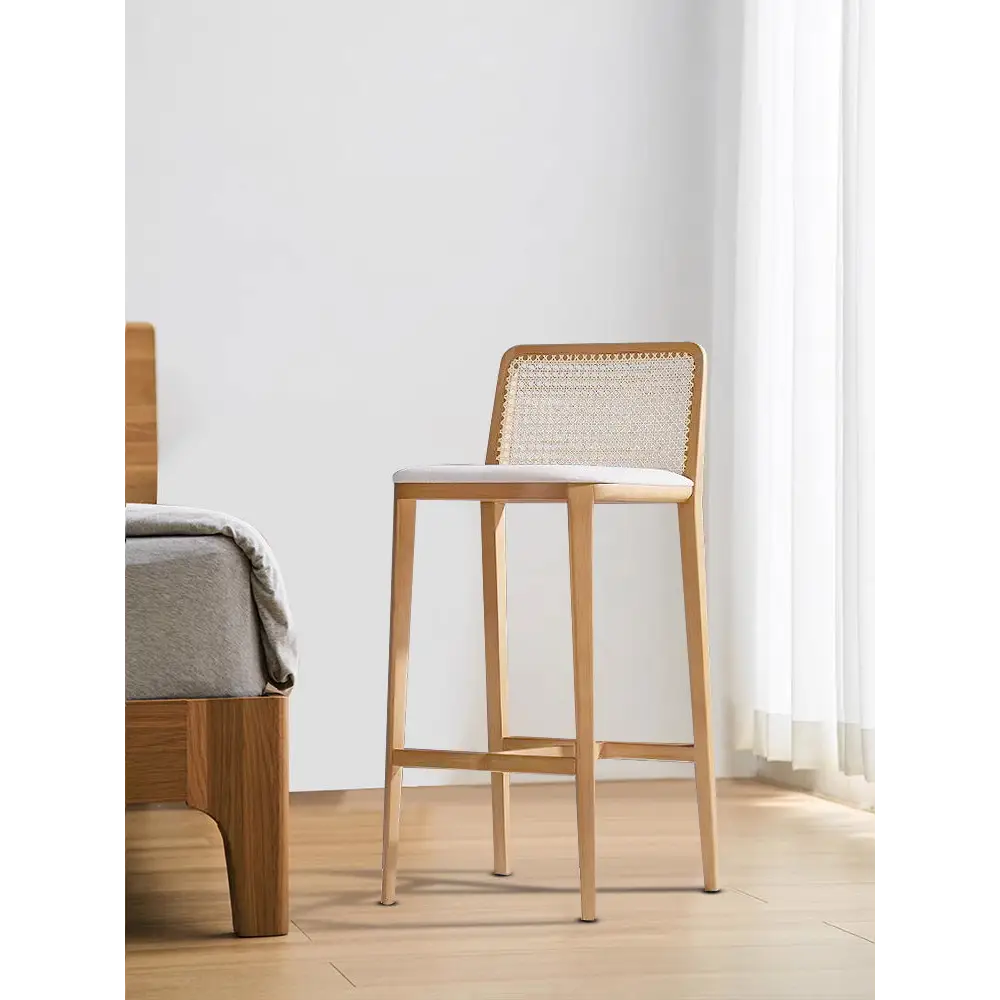 Ethan Rattan Barstool Wood