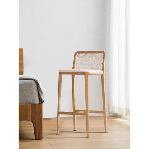 Ethan Rattan Barstool Wood