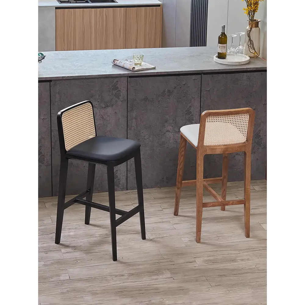 Ethan Rattan Barstool Wood