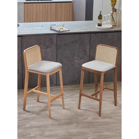 Ethan Rattan Barstool Wood