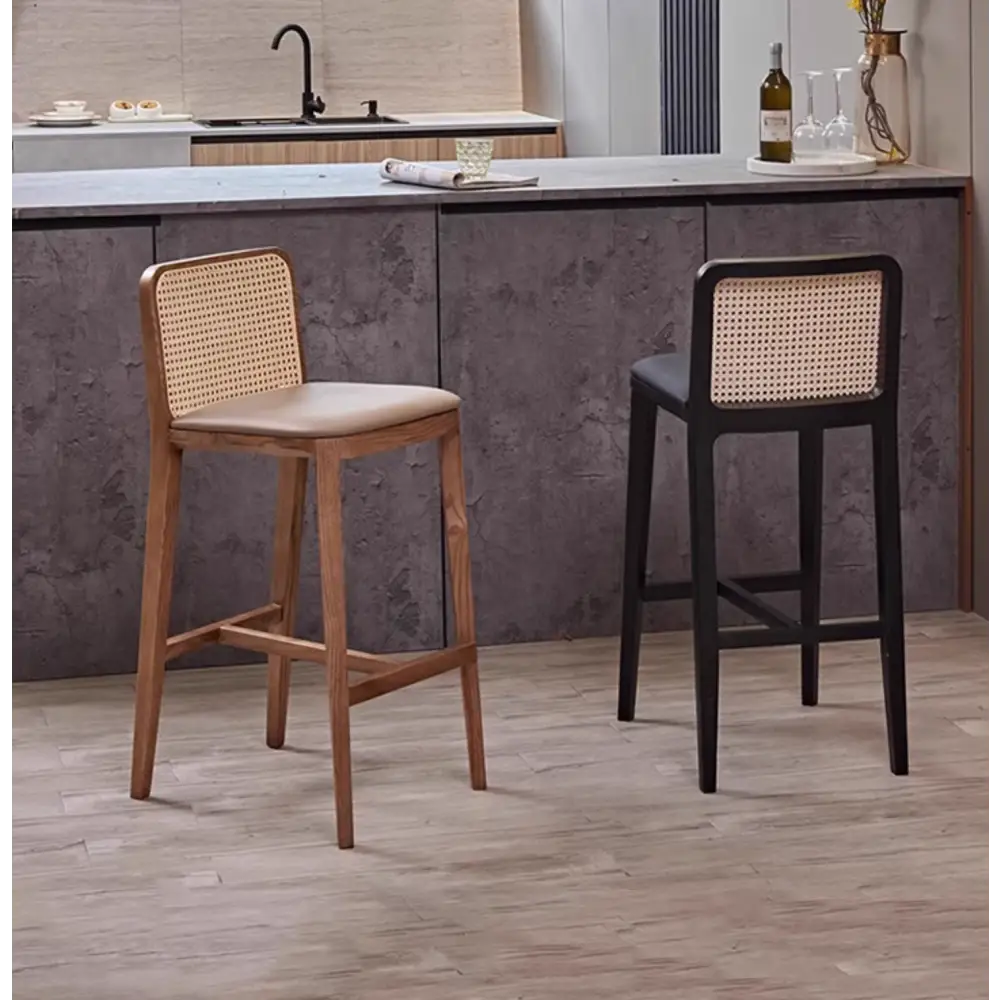 Ethan Rattan Barstool Wood