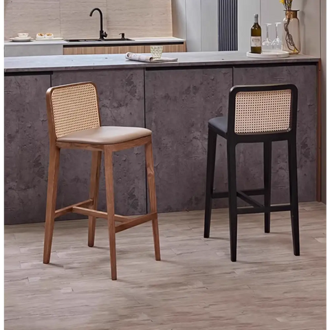 Ethan Rattan Barstool Wood