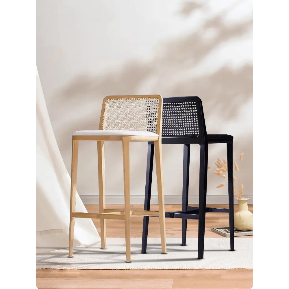 Ethan Rattan Barstool Wood