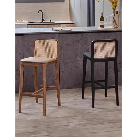 Ethan Rattan Barstool Wood