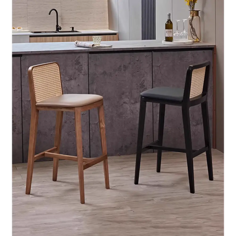 Ethan Rattan Barstool Wood