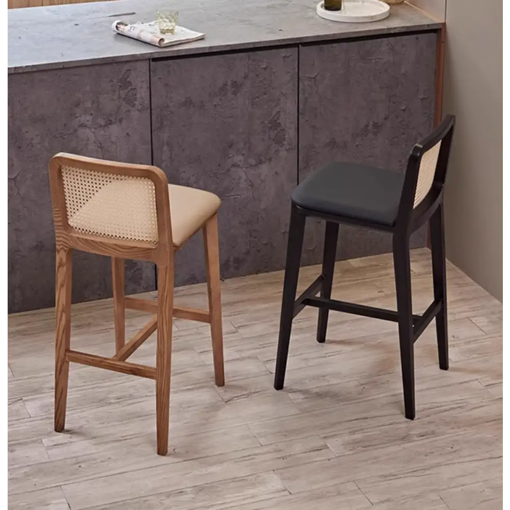 Ethan Rattan Barstool Wood