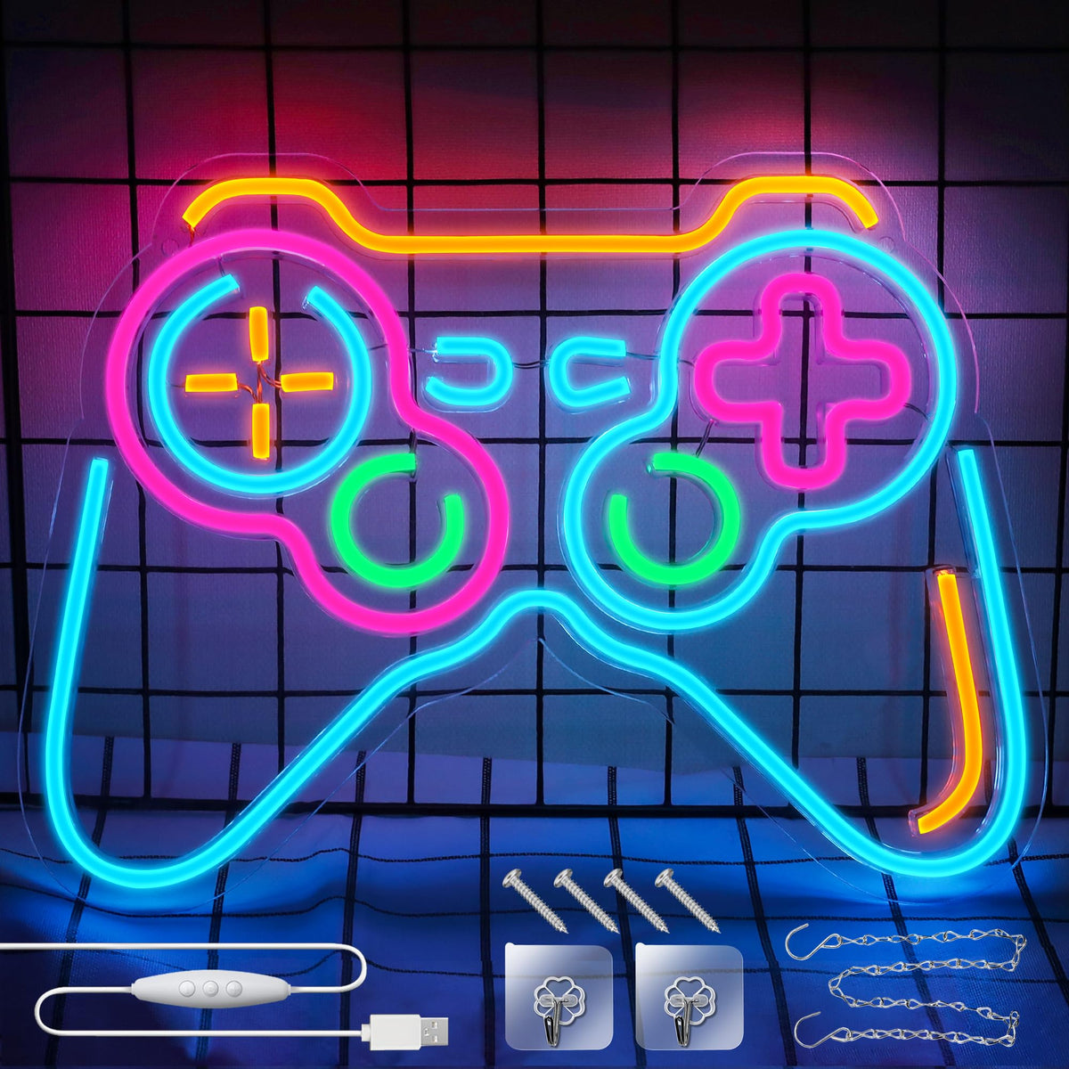Vibrant eufrozy dimmable led neon light shaped like a colorful classic game controller for kids and gamers bedroom decor