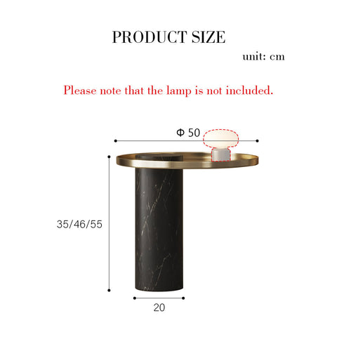 Eugene side table with black marble-effect stainless steel base and gold-toned top for modern interiors