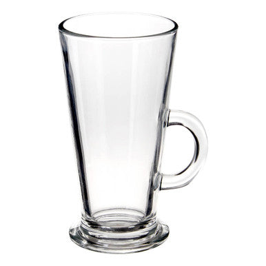 Clear glass euri latte glasses set of 4 with sturdy handles and slightly flared rims perfect for lattes