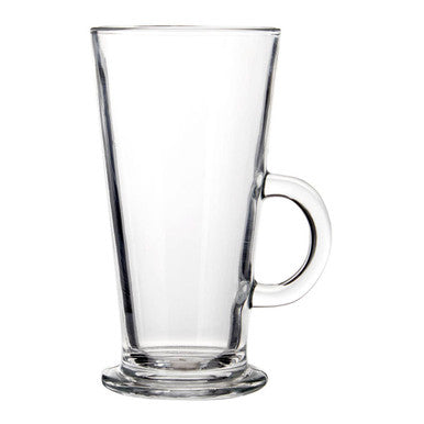 Clear glass euri latte glasses set of 4 with sturdy handles and slightly flared rims perfect for lattes