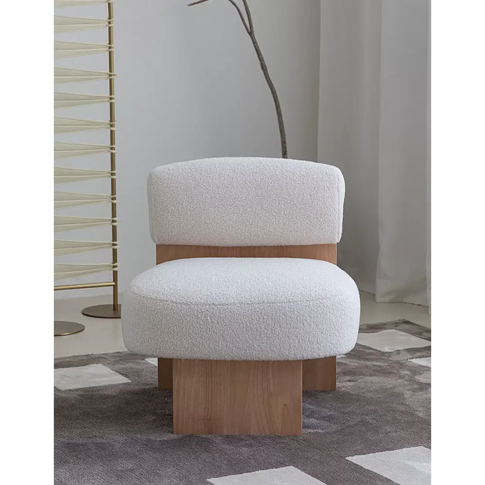 Evander Boucle Armchair with Wooden Frame