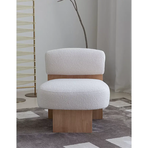 Evander Boucle Armchair with Wooden Frame
