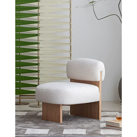 Evander Boucle Armchair with Wooden Frame