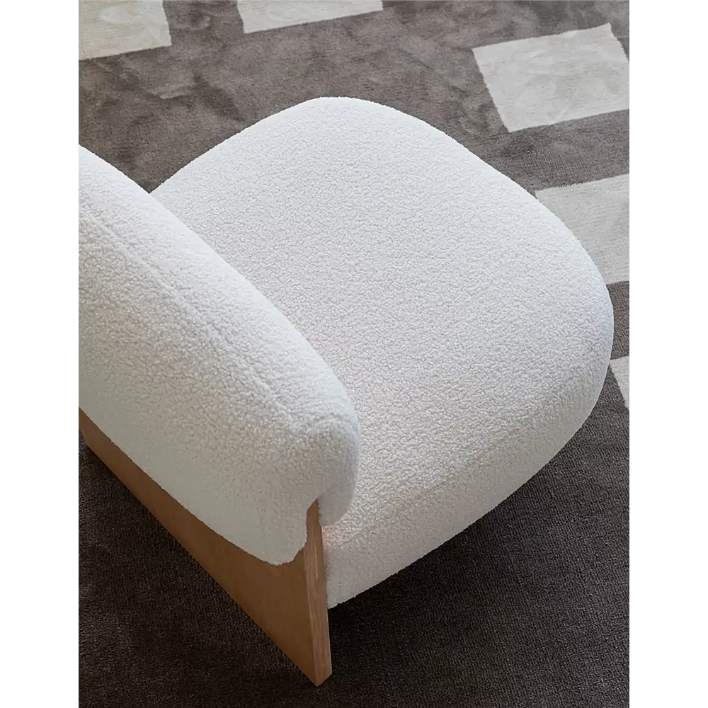 Evander Boucle Armchair with Wooden Frame
