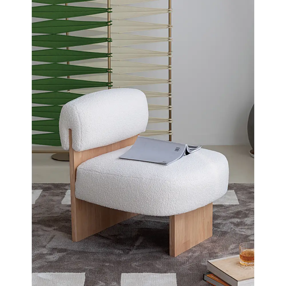 Evander Boucle Armchair with Wooden Frame