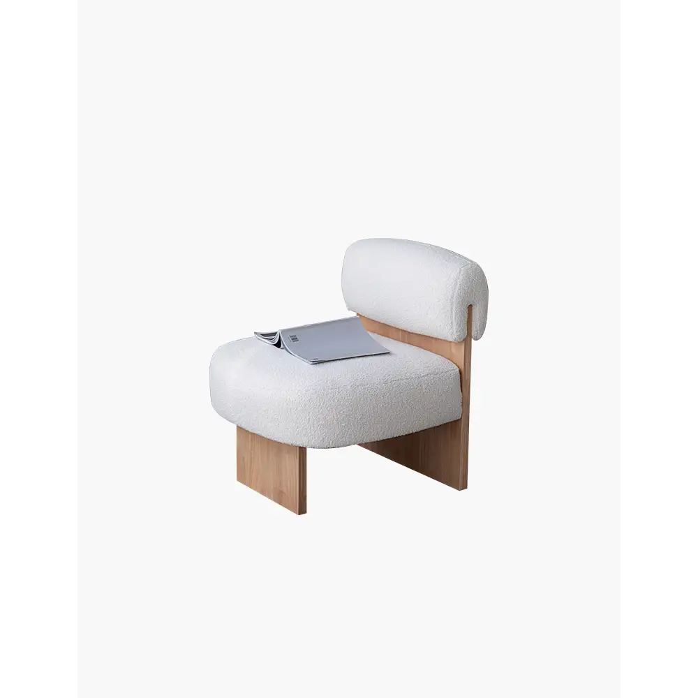 Evander Boucle Armchair with Wooden Frame