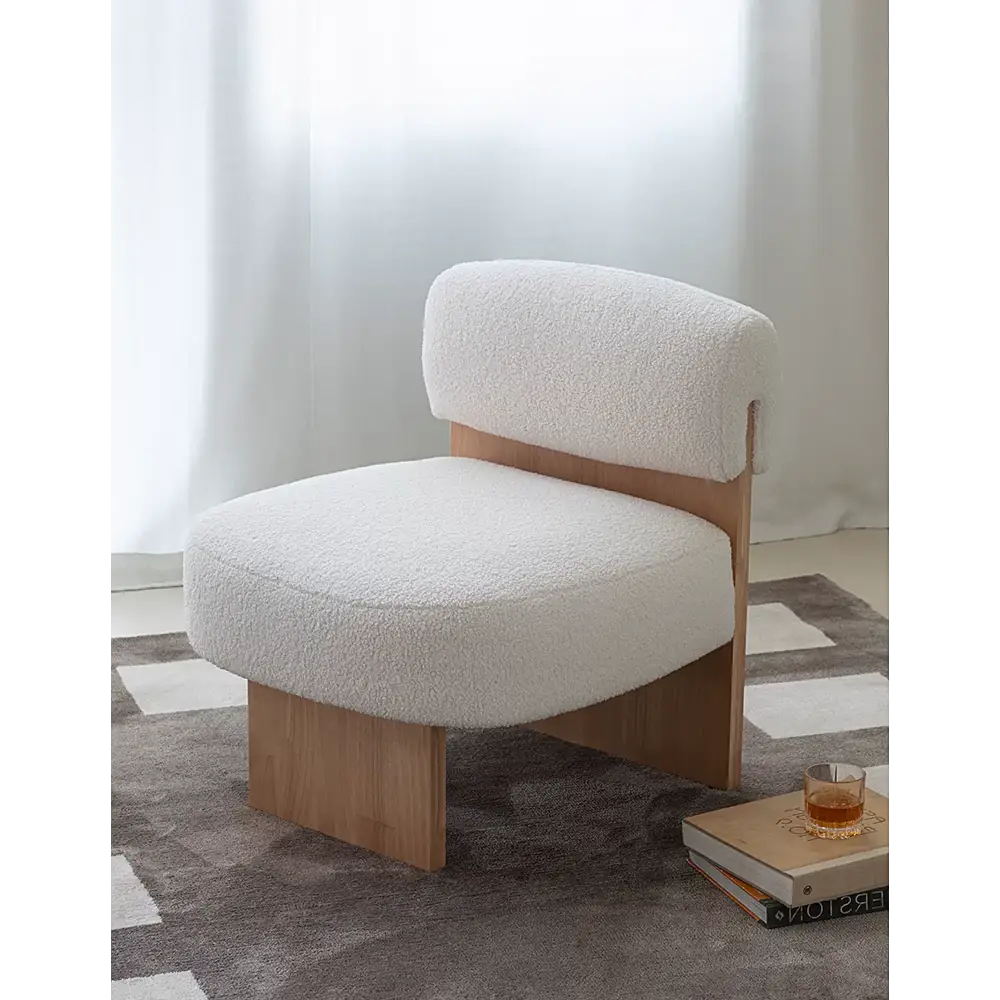 Evander Boucle Armchair with Wooden Frame