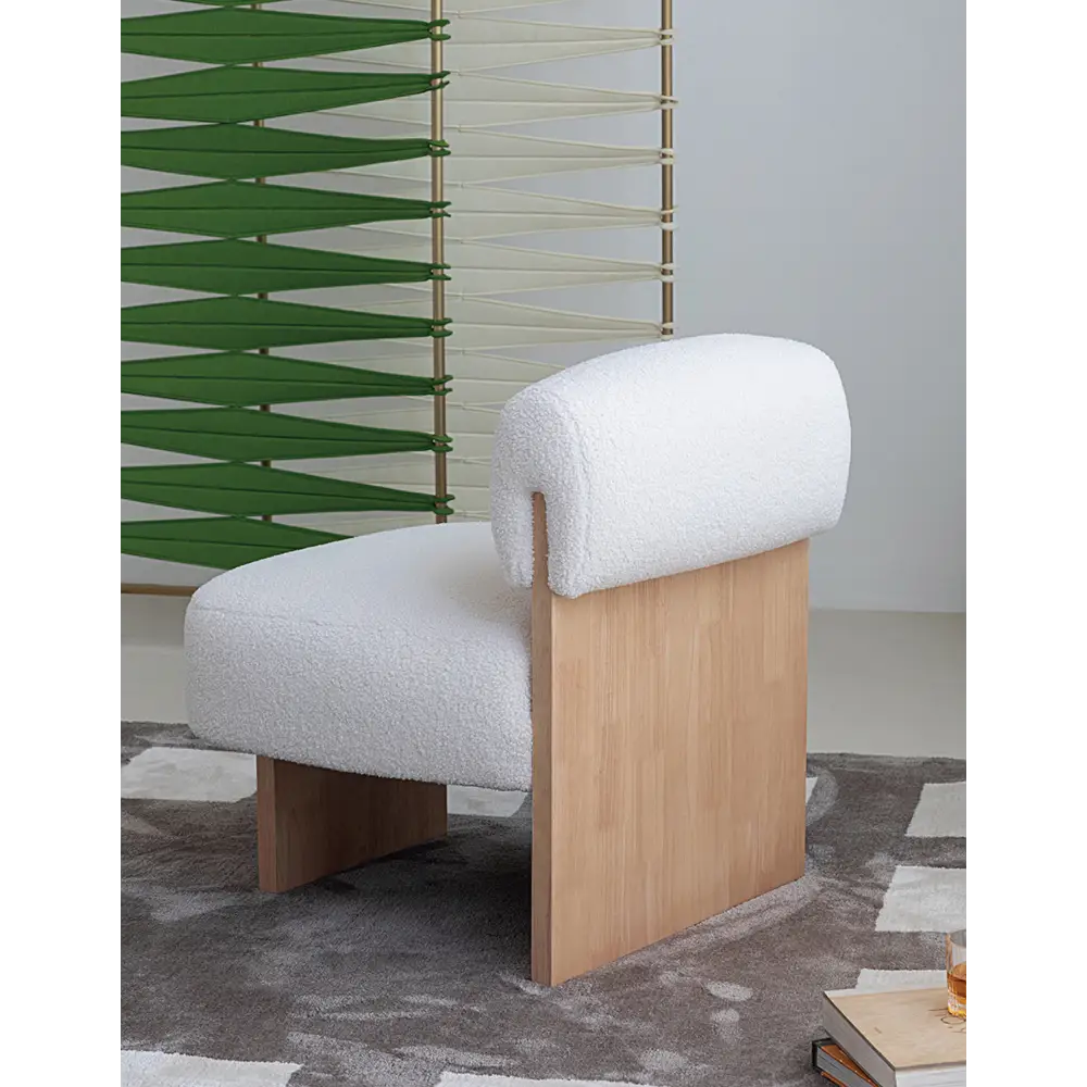 Evander Boucle Armchair with Wooden Frame