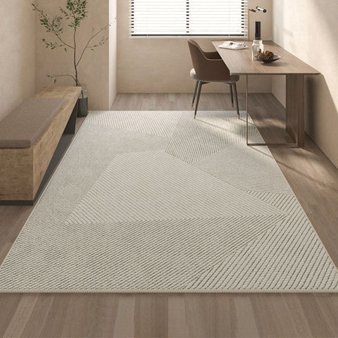 Beige geometric-patterned woven living room rug with textured diagonal lines from evitany living collection