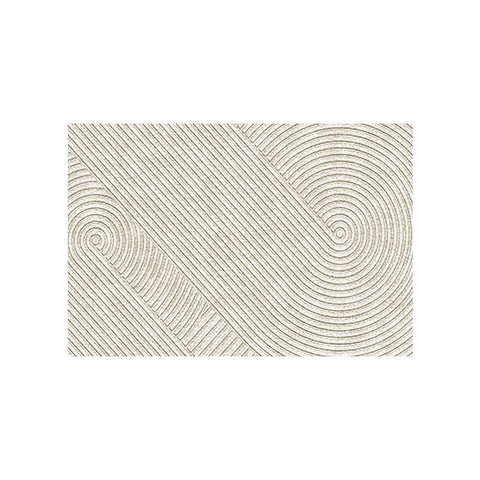 Beige textured evitany living room rug with concentric circular and diagonal line patterns in various styles