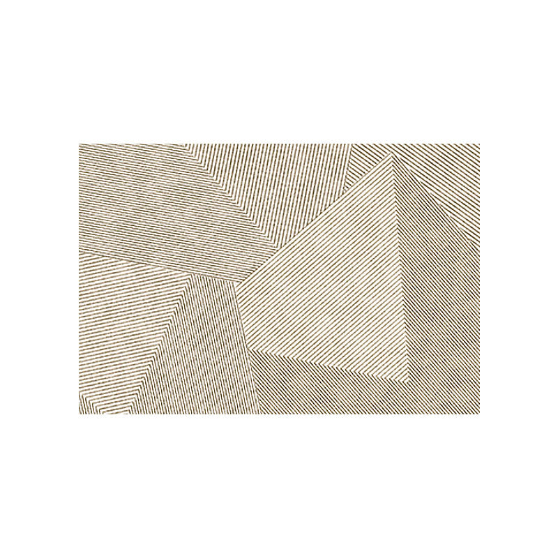 Beige rectangular evitany living room rug with geometric diagonal lines forming triangular patterns for living room use