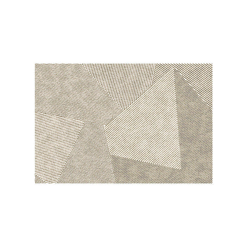 Beige rectangular evitany living room rug with geometric diagonal lines forming triangular patterns for living room use