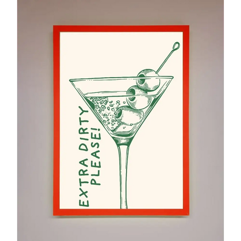 Extra Dirty Please Framed Poster - B0 (100 x 141 cm) / Neon Red - Framed Print