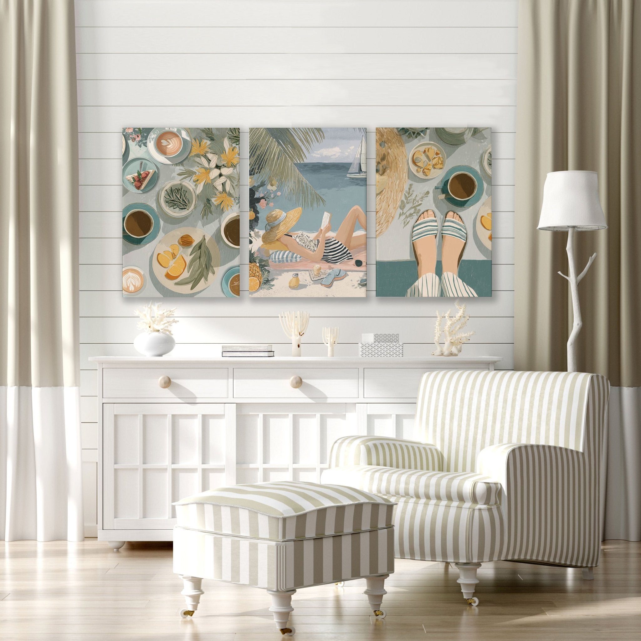 Extra Large Pictures For Living Room | Set of 3 Italian Lifestyle Wall art Prints