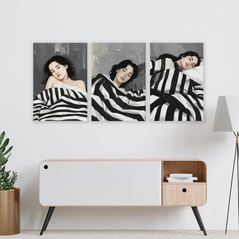 Extra Large Wall Art For Living Room | Set of 3 Boho Women Wall art Prints