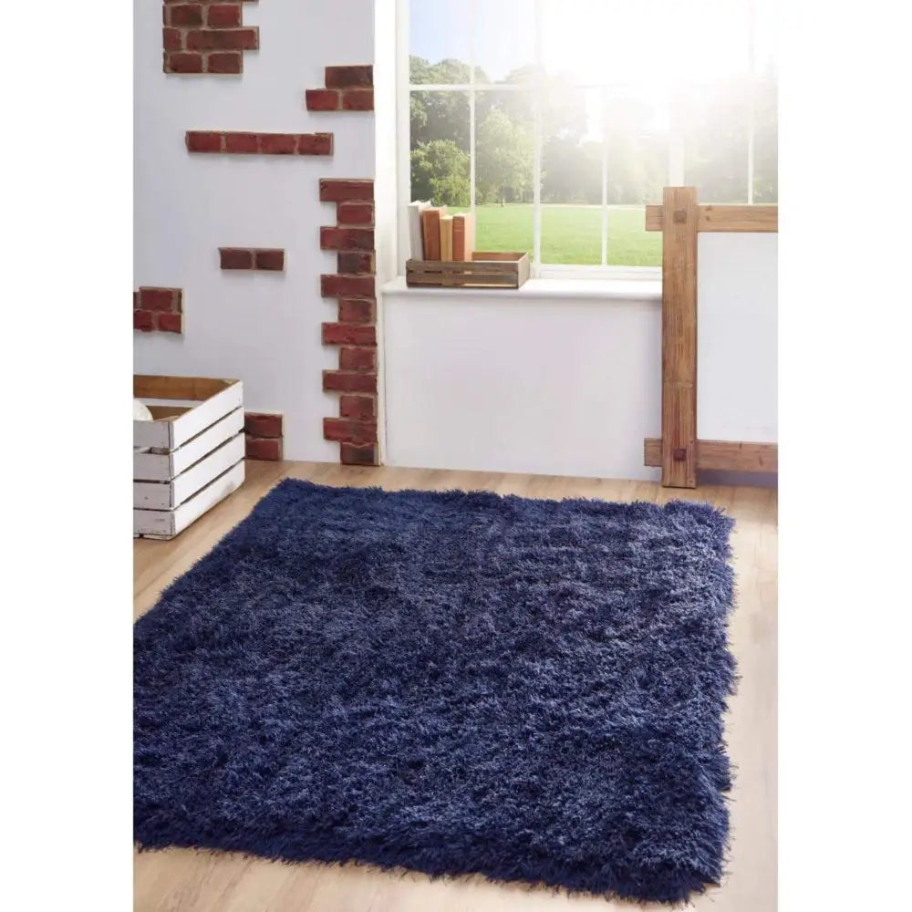 Extravagance Navy Shaggy Rug - Rugs