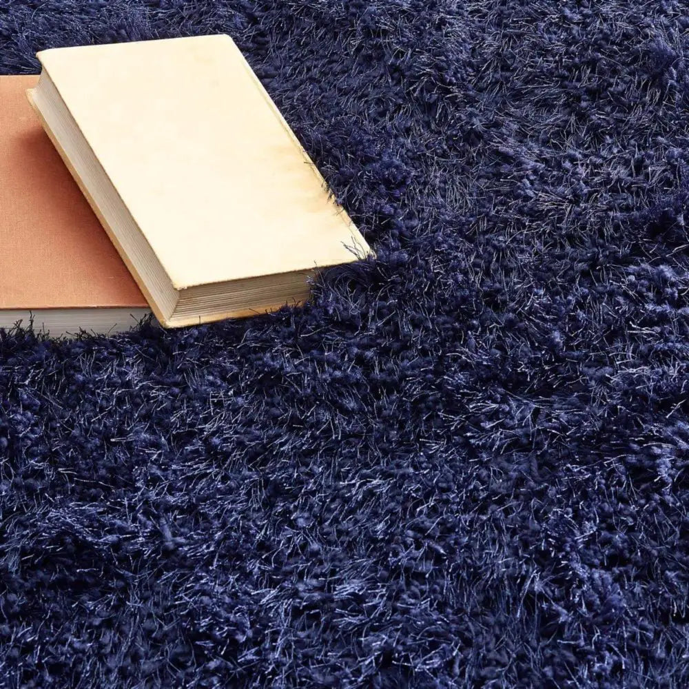 Extravagance Navy Shaggy Rug - Rugs