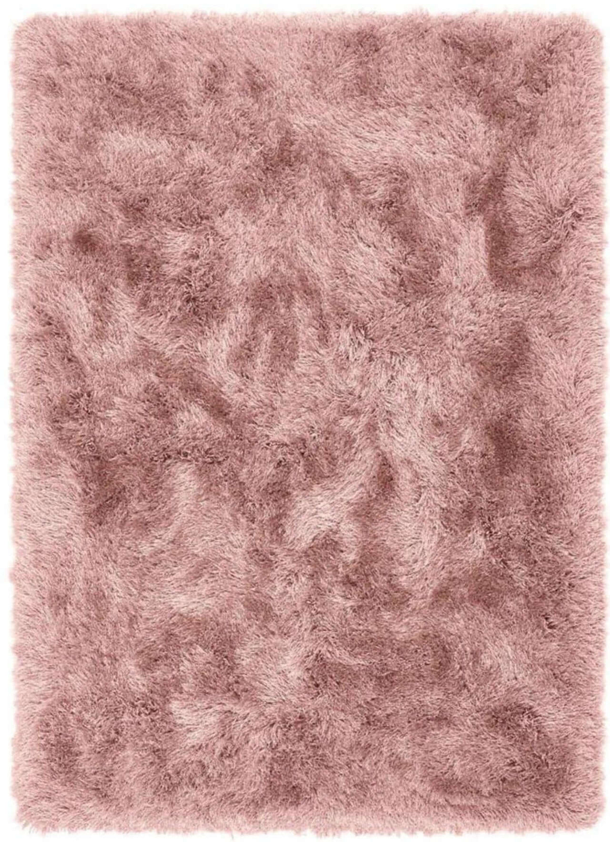 A plush extravagance rose shaggy rug with soft fluffy texture and subtle pink shade variations