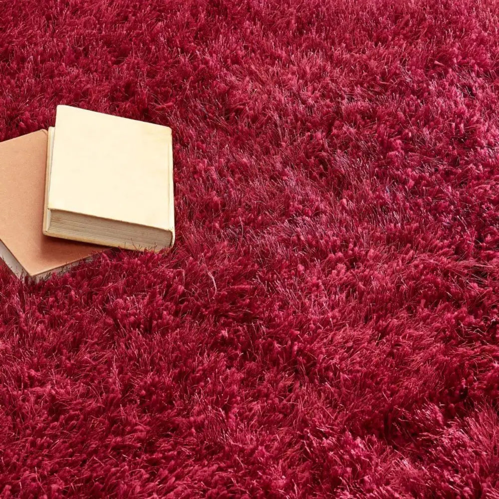 Extravagance Wine Red Shaggy Rug - Rugs