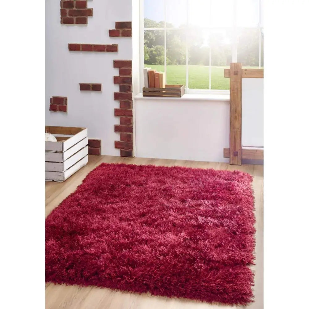 Extravagance Wine Red Shaggy Rug - Rugs