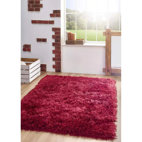 Extravagance Wine Red Shaggy Rug - Rugs