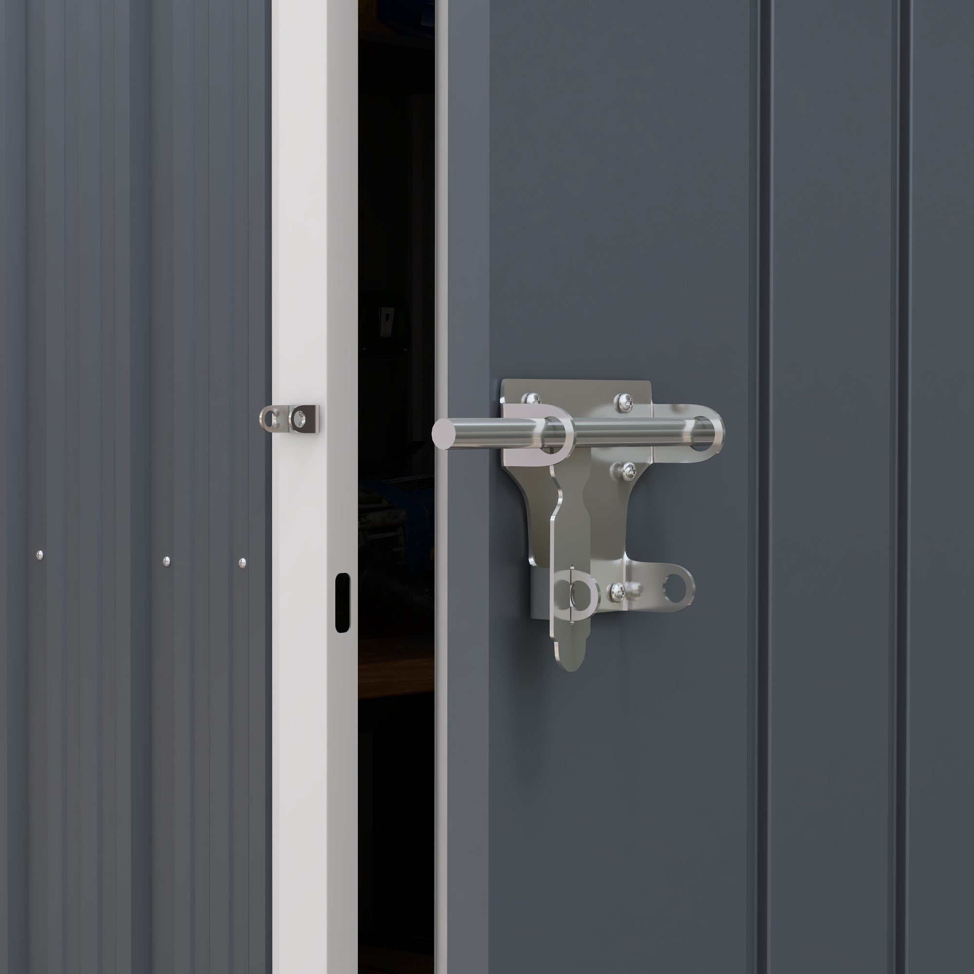 Outsunny 7 x 6ft Galvanised Garden Shed, with Latch - Dark Grey