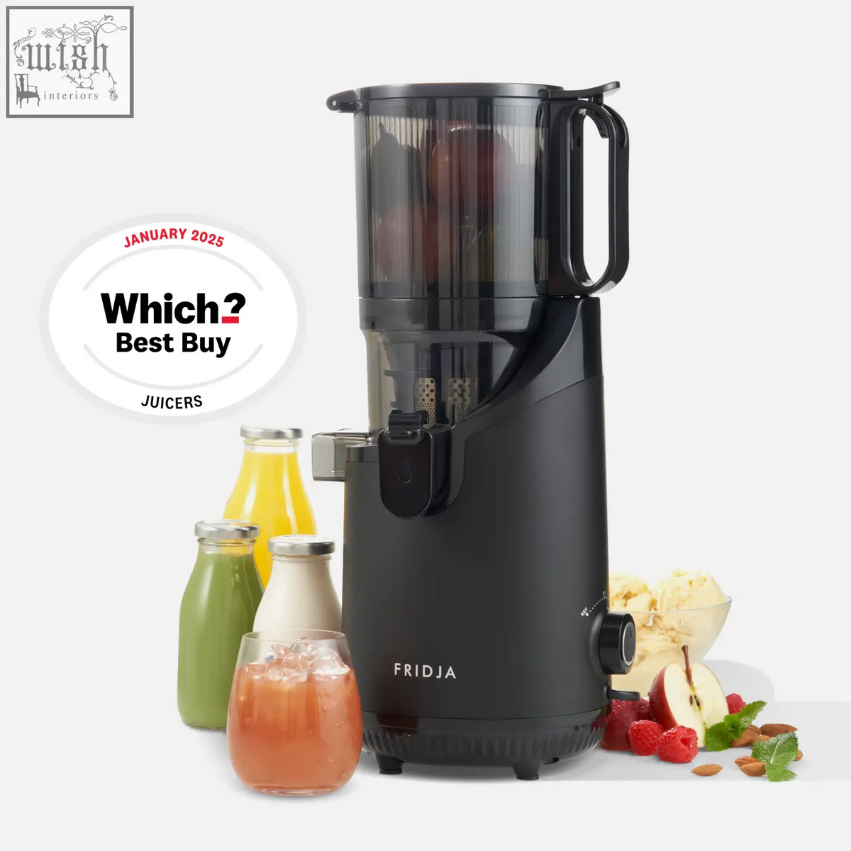 Black fridja f2500 self feeding whole fruit juicer with transparent feeding chamber and handle fruit juicer