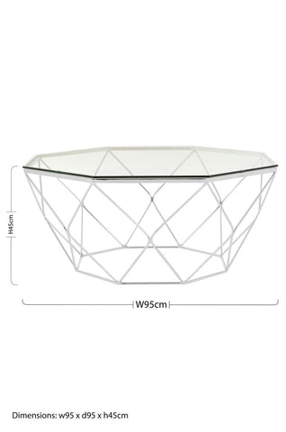 Allure Hexagon Tempered Glass Chrome Coffee Table
