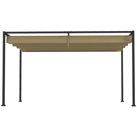 Outsunny 3x2m Metal Pergola with Retractable Roof, Garden Gazebo Canopy Shelter for Outdoor, Patio, Khaki