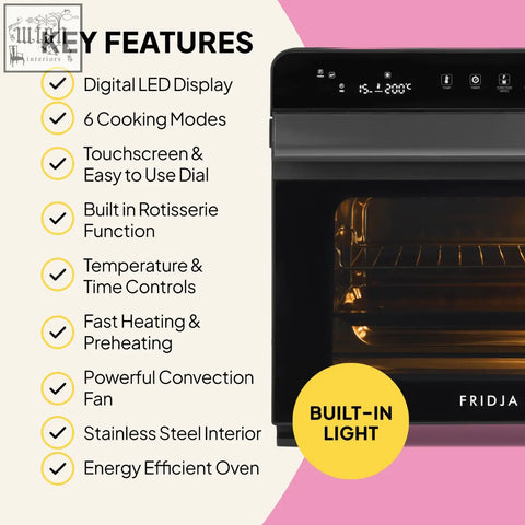 Black f77 super oven pro 30l digital air fryer oven with touchscreen control panel and led display