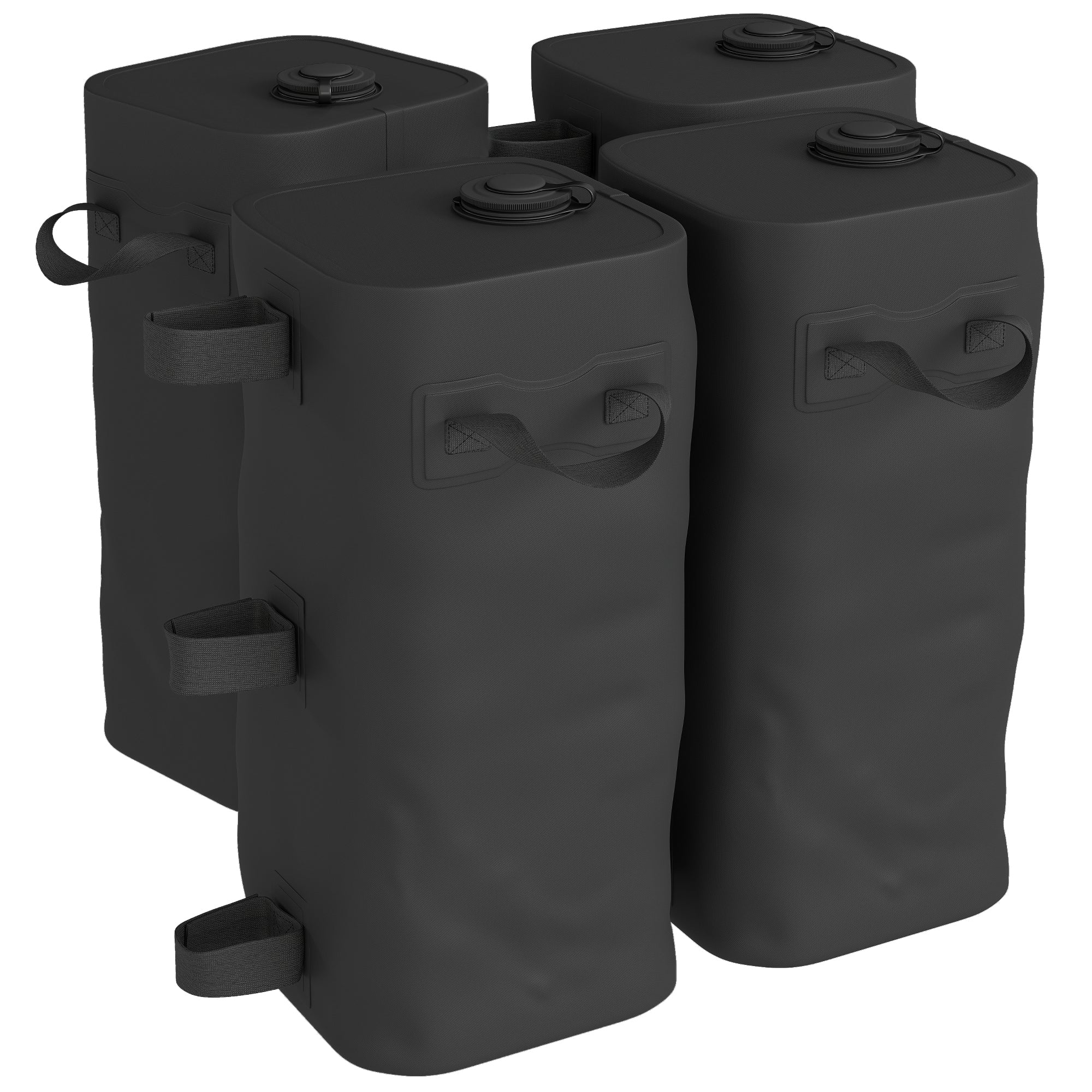 Outsunny Set of 4 Heavy Duty Gazebo Weights Bags, 500D Sand Weights with Carry Handles for Garden Marquee, Parasol, Black