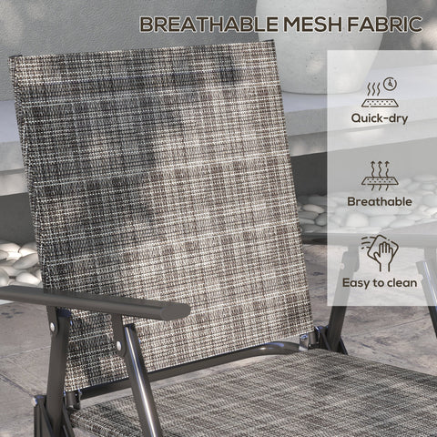 Outsunny Outdoor\'c2\'a04 Pieces Patio Furniture Set with Breathable Mesh Fabric\'c2\'a0Seat & Backrest,\'c2\'a0Garden Set with Two Foldable Armchairs, a Loveseat &\'c2\'a0Glass\'c2\'a0Top\'c2\'a0Table, Mixed Grey